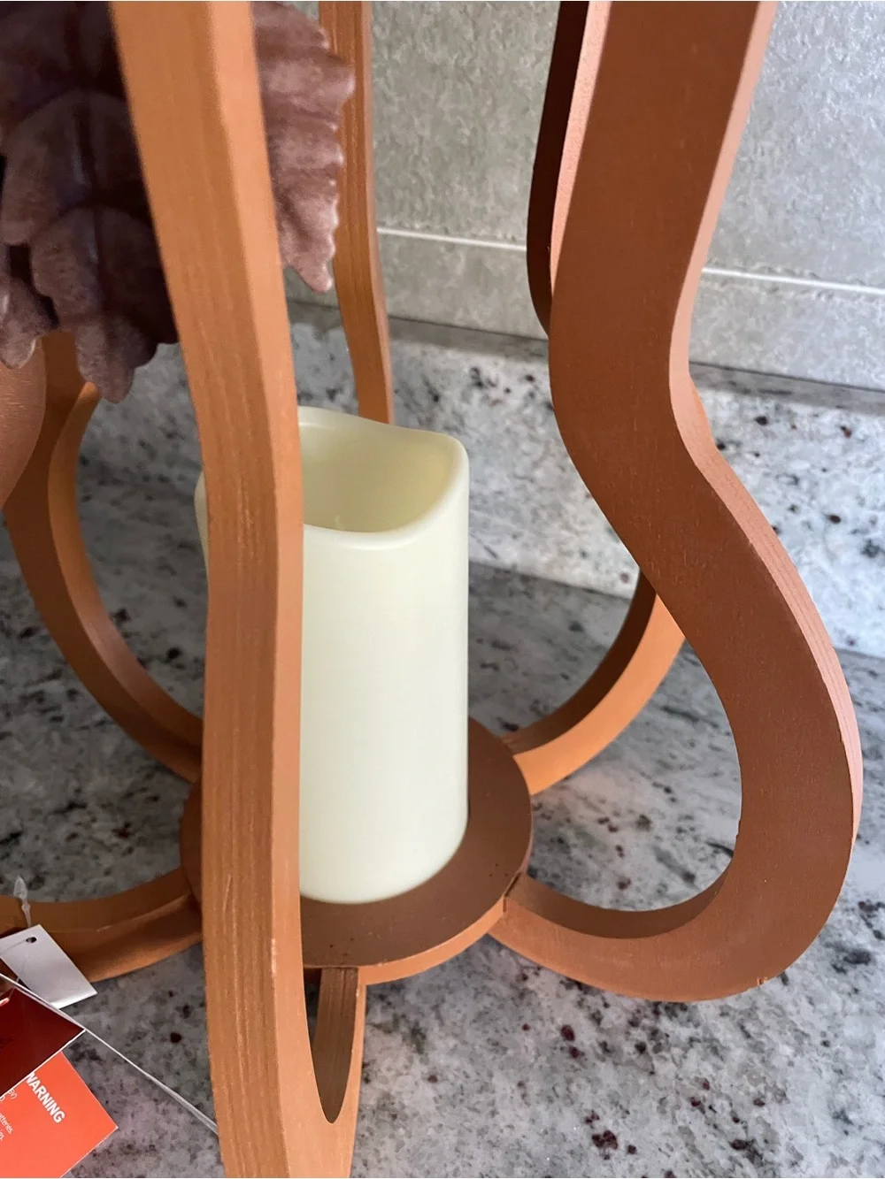 NEW - Large wooden Rustic Pumpkin Lantern Candle Holder -